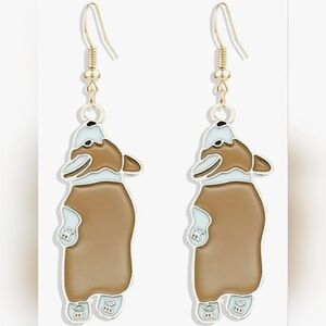 Cute Corgi‎ Dog Earrings 18k gold plated new